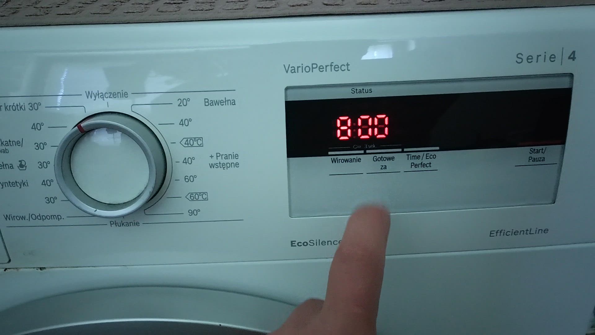 [Rozwiązano] Bosch WAN2406EPL Serie 4 VarioPerfect nie uruchamia programu.